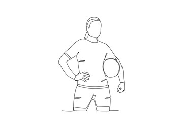 A woman with a ball in her hand. Women's world cup one-line drawing