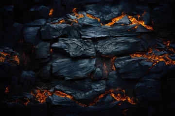 Foto auf Acrylglas Brennholz Textur Black BBQ background with fire