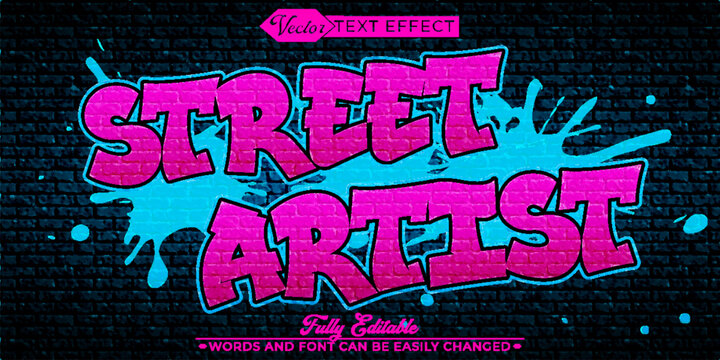 Grafitti Street Artist Vector Editable Text Effect Template
