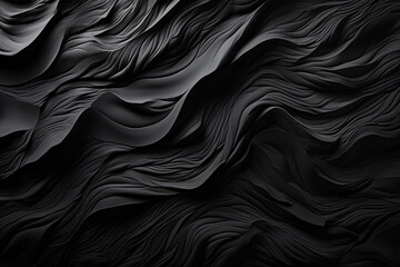 Black Abstract wavy surface texture background - obrazy, fototapety, plakaty