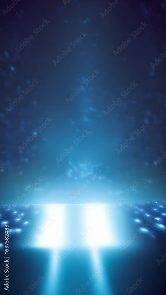 Poster a shimmering array of blue lights slowly rotating around a single point resulting in a beguiling dis