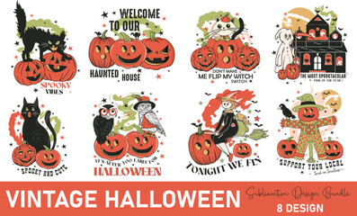 Vintage Halloween PNG Sublimation Bundle