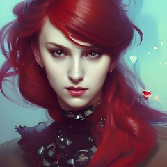 portrait of a woman with red hair, gothic looks