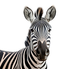 Fototapeta na wymiar a Zebra portrait frontal view in a Wildlife-themed, photorealistic illustration in a PNG, cutout, and isolated. generative ai
