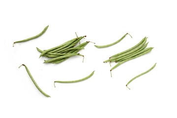 Fresh needle beans on white background