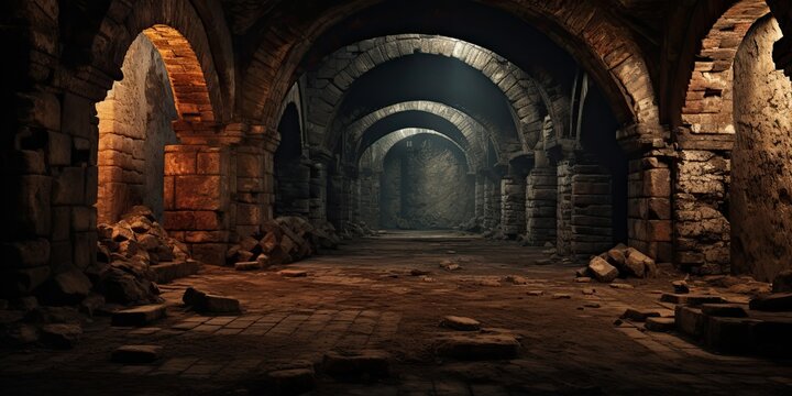 illustration of medieval underground, generative AI