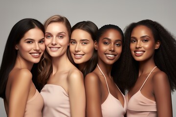 Beautiful girls with different skin colors. Model