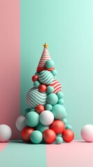 Fototapeta premium Merry Christmas and Happy New Year festive composition. Christmas background winter nature, holiday design. Abstract Christmas card.