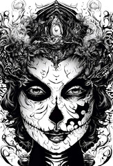 Halloween Monster - Zombie portrait black and white
