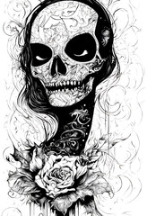 Fototapeta premium Halloween Monster - Zombie portrait black and white 