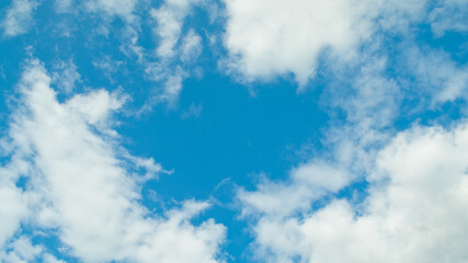 blue sky and clouds close up view from below