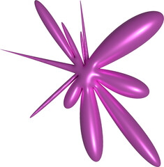 3D pink illustrations Metallic shiny inflated png files with transparent background