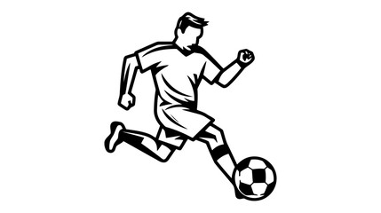 Fototapeta na wymiar Vector soccer player silhouette. player shooting white background