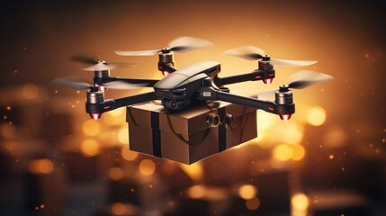 Modern drone delivering packages. Generative AI