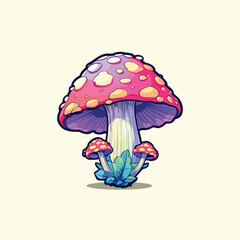 cremini mushroom kawaii cartoon illustration