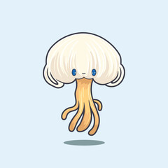 enoki mushroom kawaii cartoon illustration