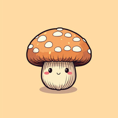 matsutake mushroom kawaii cartoon illustration
