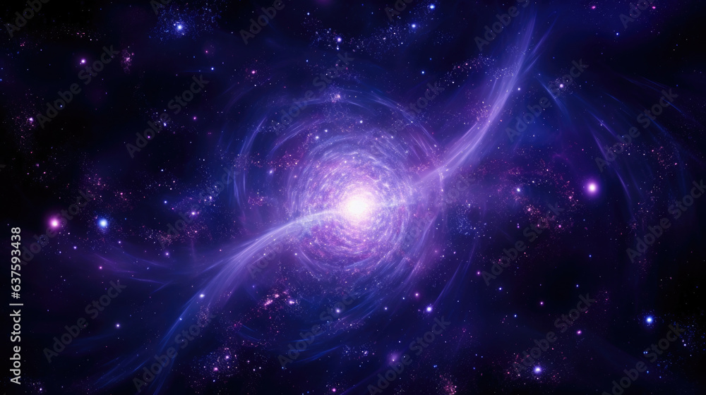 Poster the deep indigo and purple of the galactic magnetic fields glimmer and sparkle as they interact with