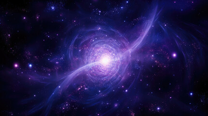 The deep indigo and purple of the galactic magnetic fields glimmer and sparkle as they interact with gaseous particles forming a web of energy and light. Tiny stars flicker in and out of existence and © Justlight