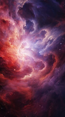 Fototapeta na wymiar A mesmerizing tapestry of cosmic plasma drifts across the firmament its hues of ruby coral and gold alternating with an intense white luminescence. Hot waves ripple out in a cascading rhythm