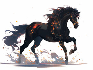 Black Horse Anime Fantasy Dream Fairy Tale Horse Racing Wild Freedom