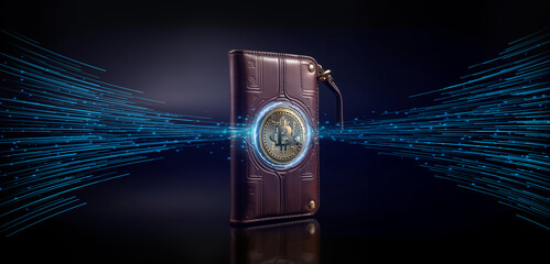 bitcoin self cold storage and private keys security concept as wide banner with copyspace area - Generative AI