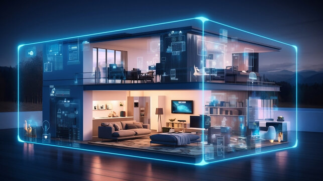 Internet of Things(IoT) Creative Illustration, Smart Home Creative Illustration, Modern Technology, Modern Home, Luxury Homes, Cozy home