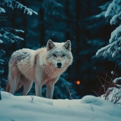 wolf in winter forest