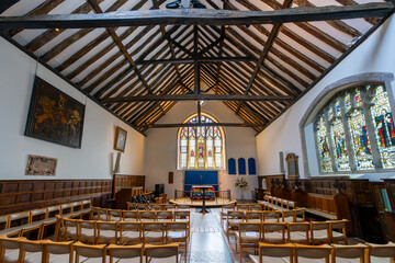 The interior of the medieval St Swithun-upon-Kingsgate Church in the historic old town center of...