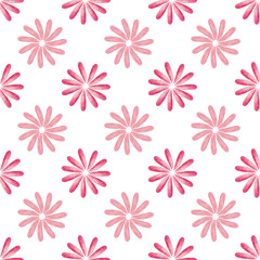 Abstract pink flowers. Seamless watercolor pattern