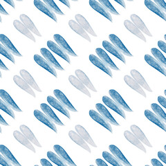 Watercolor strokes. Blue petals. Abstract seamless watercolor pattern