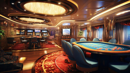 Entertaining casino games and activities within the luxurious cruise ship environment - obrazy, fototapety, plakaty