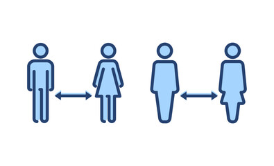 Social distancing vector. social distance sign and symbol. self quarantine sign