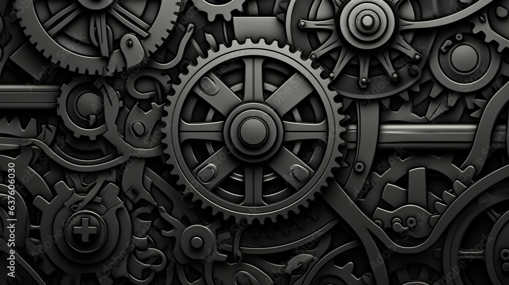 Poster gear blueprint technical background. cogs and wheels in gray color. abstract parts of engine. genera