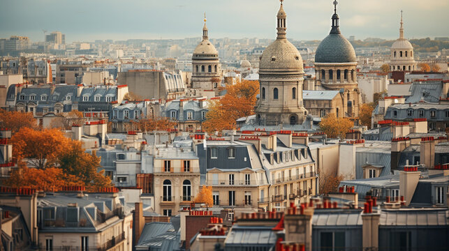 Parisian rooftops seen from the heights of Sacré-Cœur Basilica 