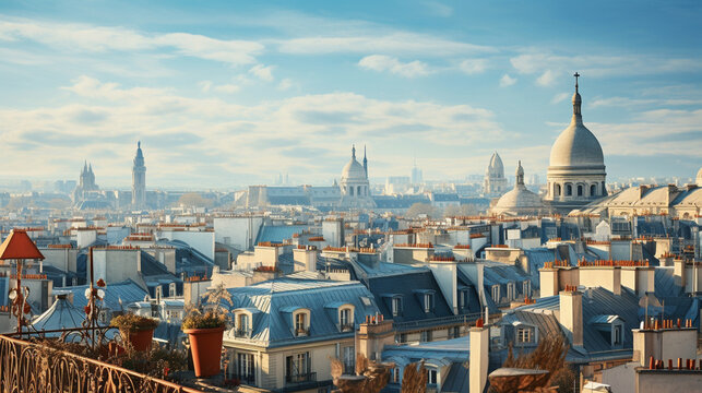 Parisian rooftops seen from the heights of Sacré-Cœur Basilica 