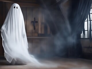 怖いお化け屋敷、不気味な幽霊、背景｜scary haunted house, spooky ghost, background. Generative AI - obrazy, fototapety, plakaty