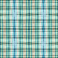 Teal rustic coastal beach house check fabric tile. Seamless sailor flannel textile gingham repeat swatch.