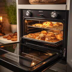 lifestyle photo home kitchen oven baking bread
