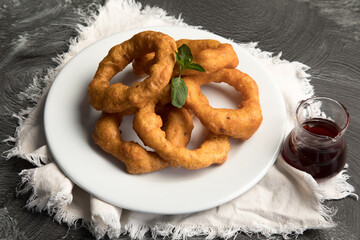 Picarones peruvian food dessert sweet fried dough doughnuts