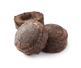 Cake shaped traditional Chinese pu-erh tea isolated on white