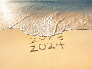 New year 2024 celebration on the beach