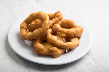 PIcarones deep fried peruvian peru doughnuts fried round food dough