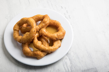 PIcarones deep fried peruvian peru doughnuts fried round food dough