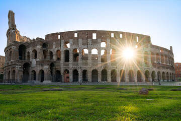 Naklejka premium Colosseum in Rome at sunrise, Italy, Europe
