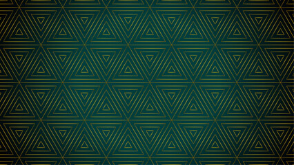 Seamless triangles pattern, opulent premium decorative vector background. Bright golden 3d metallic lines effect.