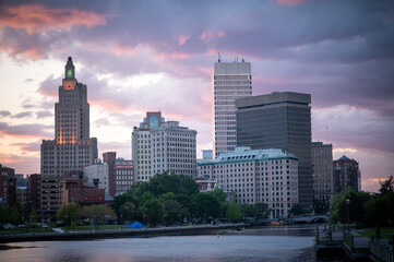 Providence downtown at sunset