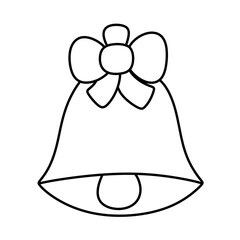 Bell with red bow christmas line Icon.