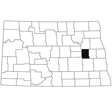 Map of Griggs County in North Dakota state on white background. single County map highlighted by black colour on North Dakota map .