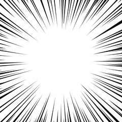 Fototapeta premium 中心にフォーカスする黒色の集中線 漫画の効果線の背景素材 正方形